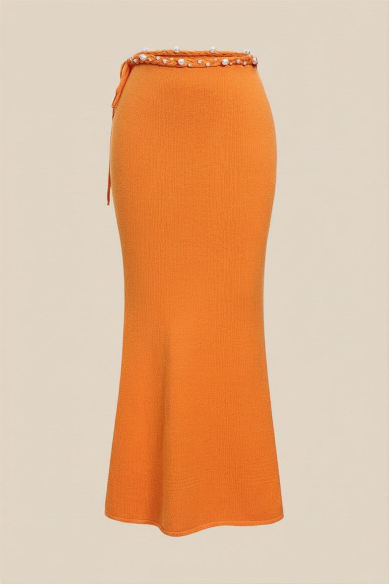 Knit Pearls Tie-Up Skirt