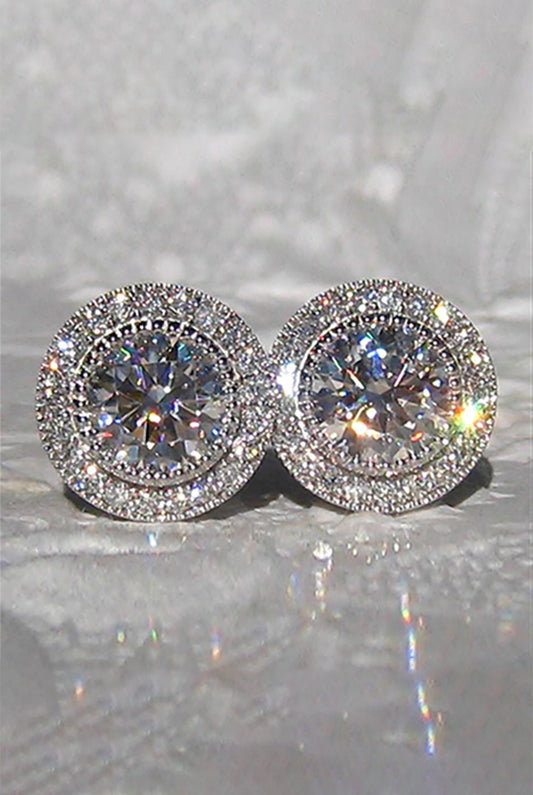 Zircon Shiny Round Diamond Earrings