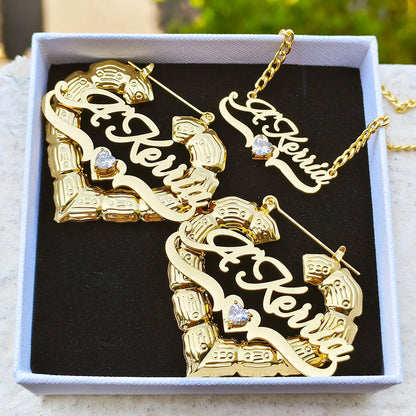 Ensemble de bijoux de nom personnalisé, collier de pierre de naissance personnalisé, boucles d&