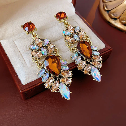 Vintage Full Rhinestone Women's Earrings Luxury