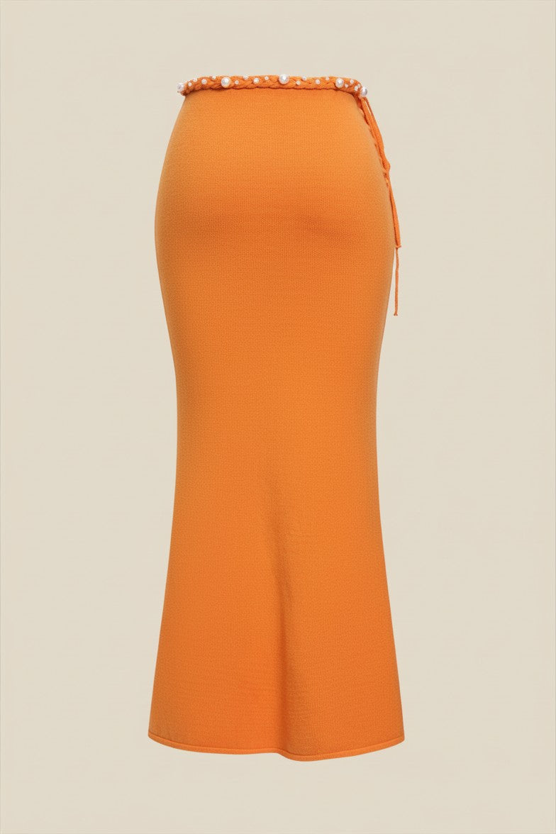 Knit Pearls Tie-Up Skirt