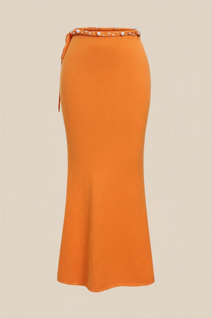 Knit Pearls Tie-Up Skirt